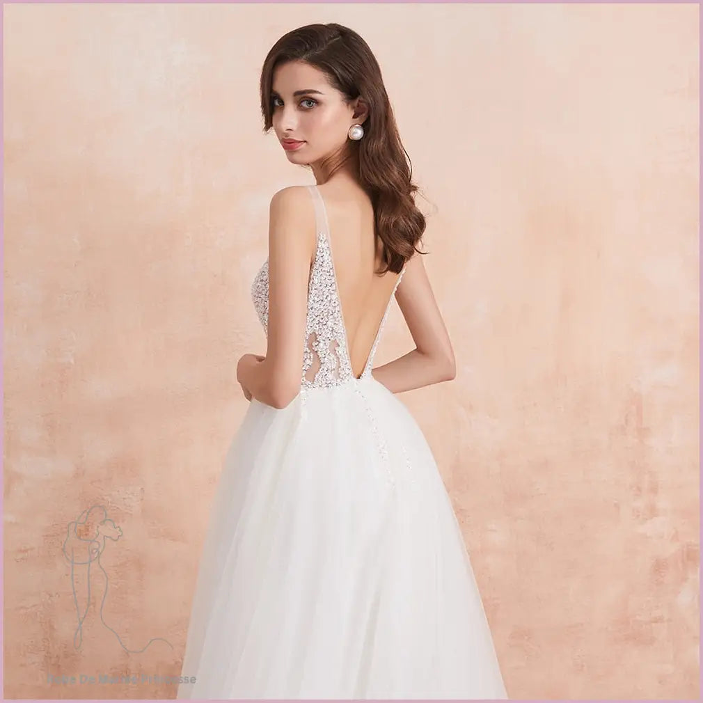 Robe de Mariée Col v Princesse